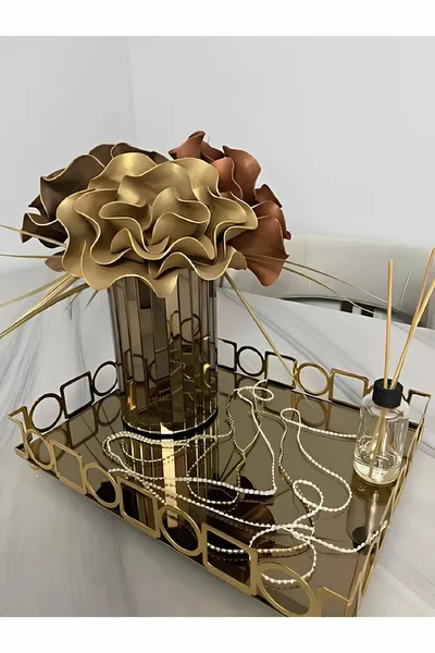 Ваза для сухих цветов, круглая, с зеркалом,  см