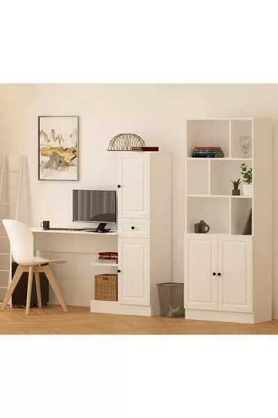 Beyza Country Schreibtisch- und Bücherregal-Set