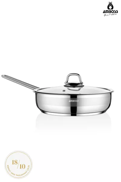 Сапфирна неръждаема стомана  см тиган с капак от стъкло