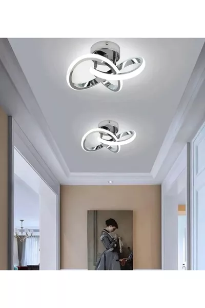 متجر Lzy Avize مصباح سقفي حديث بتصميم فردي، كروم، إضاءة بيضاء LED للردهة، المطبخ، وغرفة المعيشة