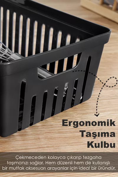 4-delige Modulaire Lepelhouder Set - Keukenlade Organizer Mesblok en Lepelhouder Zwart