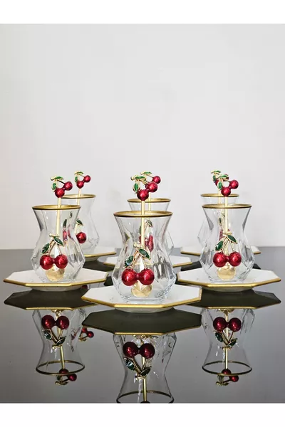 ATLAS КРЕМ  ЧАСТИ ЧАЙЕН КОМПЛЕКТ С КИРАЗИ ЧАЙ С ЛЪЖИЧКА ALYA ЧАША