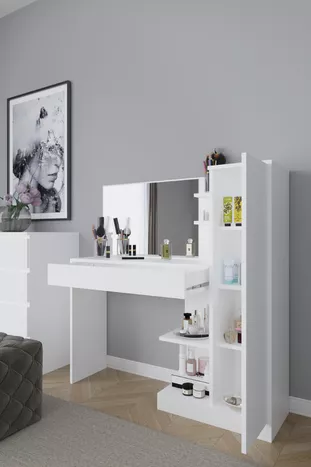 Orkide Makyaj Masası, 1 Çekmeceli, Dolaplı, Aynalı