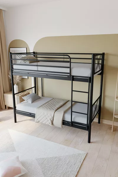 Mix Premium Metal Ranza  Yatak Uyumlu Siyah Ayrılabilir Ranza Karyola