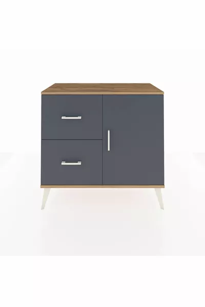 Hyperion Şifonyer Tek Raflı 2 Çekmeceli Tek Kapaklı  Çam-Antrasit