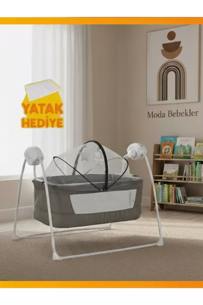 سرير هزاز كهربائي أوتوماتيكي للرضع من الجيل الجديد مع هدية