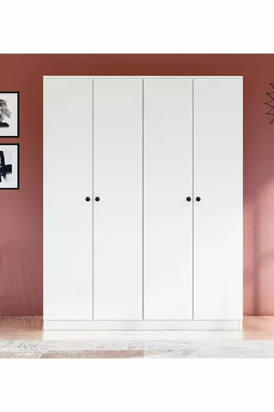 4-Door Wardrobe with Button Handles