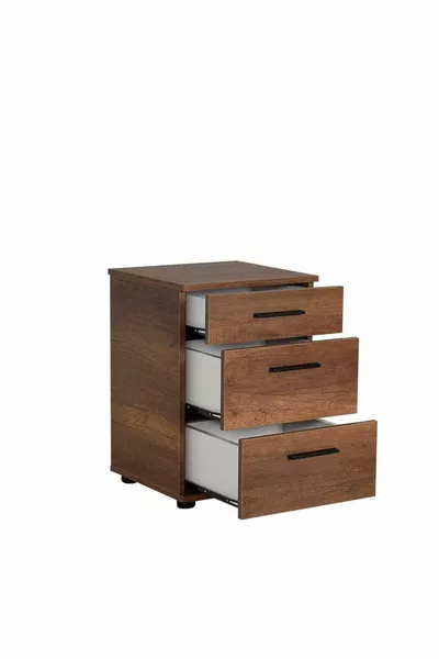 Нощно шкафче Trendline с 3 чекмеджета - тъмен орех (Oslo орех) см (шхвхд)