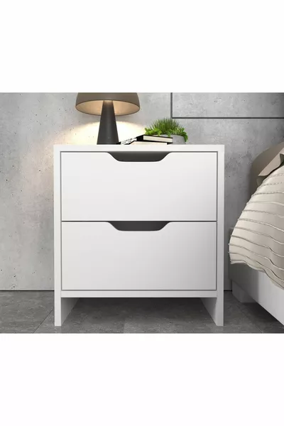 Бял нощен шкаф Ефес с 2 чекмеджета