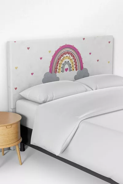 Bunte Regenbogen-Motiv Kinderzimmer Bett Kopfteilbezug