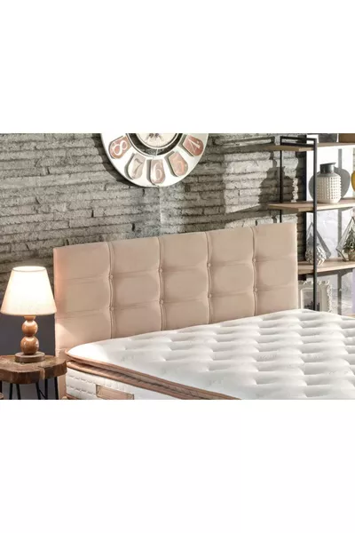 Testata Niron Polo - Testata Letto Matrimoniale, Testata in Tessuto Caffè Latte Lavabile