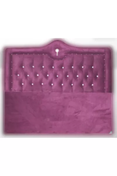 رأسية سرير مزدوجة بطبقة قطنية لون بنفسجي داكن مع تبطين رأسية