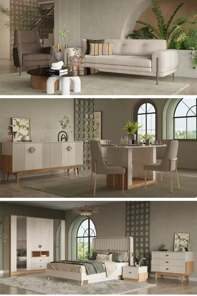 باقة زفاف سالدا ميدي - مجموعة الجلوس / طقم غرفة النوم / طقم غرفة الطعام