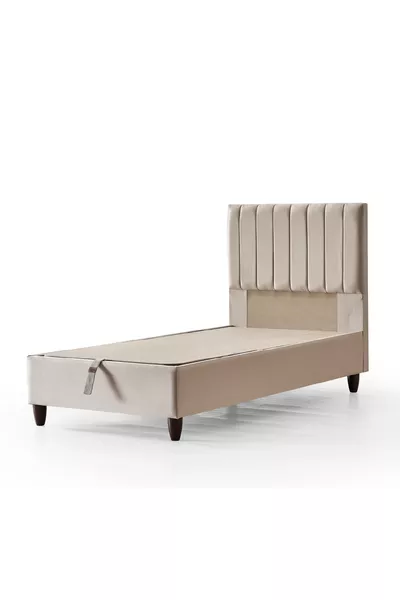 Manolya Single Bed Base with Storage and Headboard Set, 2-Piece