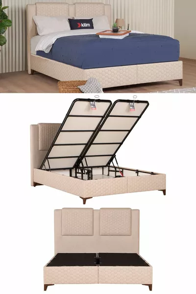 Ортопедический комплект изголовья с ящиком кремовый (кровать не включена)