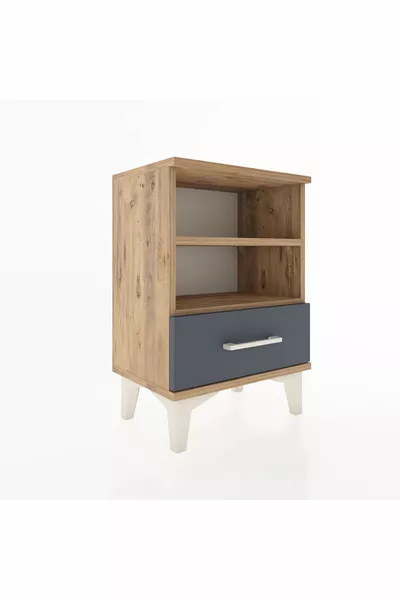 Arges Komodin 2 Raflı Tek Çekmeceli  Çam-Antrasit