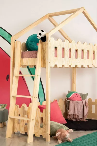 Markaawm Montessori Loft Bed with Play Area Wooden Kids Bunk Bed