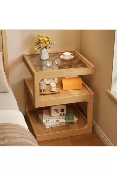 طاولة جانبية خشبية