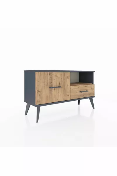 خزانة أرجس بدرجين ورف واحد أنثراسيت-صنوبر