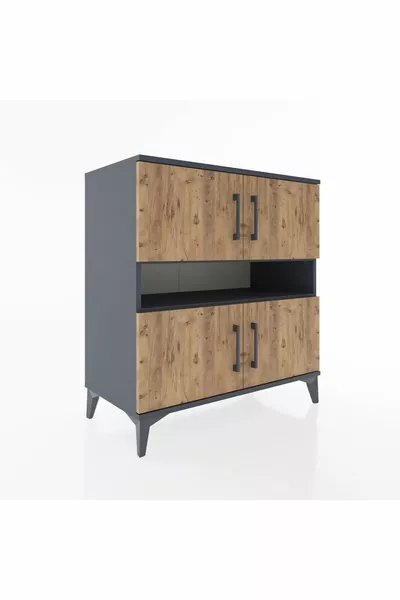 Хиперион скрин с 2 рафта и 4 врати Антрацит-бор