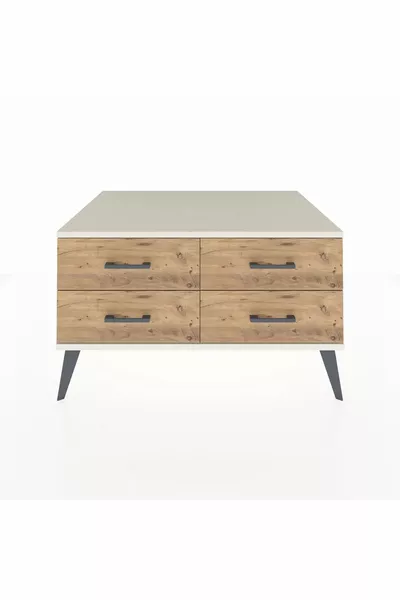 Kronos Dresser 4-Shelf Moonstone-Moonstone/Pine