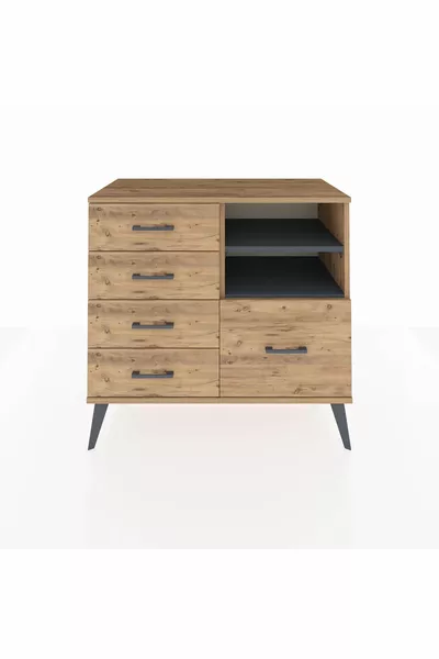 Хиперион Скрин с 2 рафта и 5 чекмеджета, бор-антрацит/бор