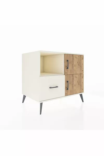 Kronos Dressoir met 2 planken, 1 lade en 2 deuren, Maansteen-den/Maansteen