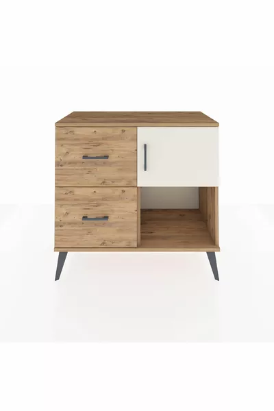 خزانة هايبريون رف واحد، درجين، باب واحد، خشب الصنوبر / صنوبر