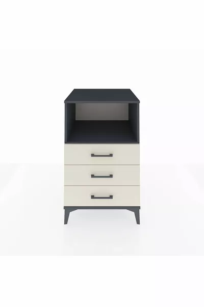 Кронос нощно шкафче с един рафт и 3 чекмеджета, антрацит-череша