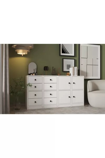 White Cabinet with Drawers and Chest of Drawers Cm -ç