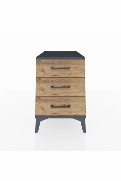 Kronos Nachtkastje met 3 lades Antraciet-den