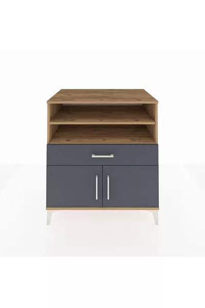 Kronos Şifonyer 3 Raflı Tek Çekmeceli 2 Kapaklı  Çam-Antrasit