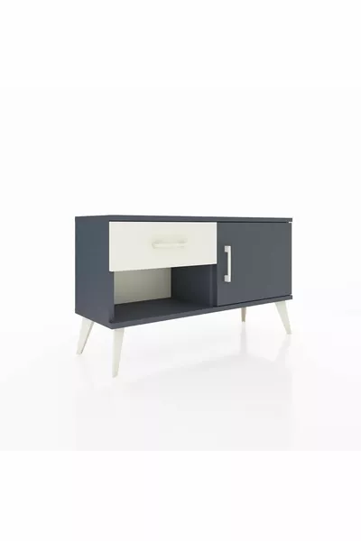 Arges Dresser with Single Shelf, Single Drawer, Single Door Anthracite-Anthracite/Stone Gray