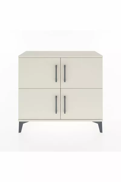 Arges Kommode mit 3 Regalen und 4 Türen, Mondstein-Mondstein