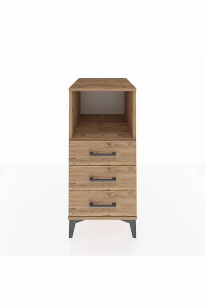 كرونوس كومودين ذو رف واحد و3 أدراج من خشب الصنوبر