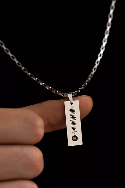 Erkek Çelik Kolye - Spotify Şarkı Kodlu Çelik Ince Uçlu Kolye