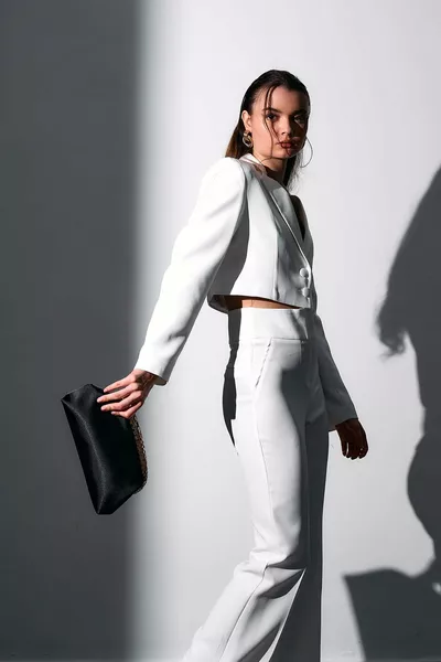 Black Satin Clutch Evening Bag with Gold Sequin Detail