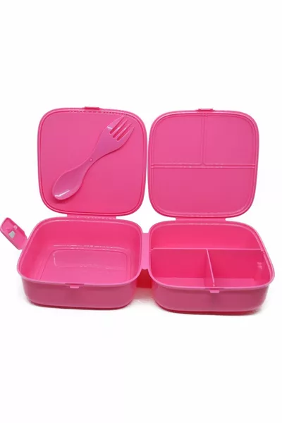 Lol Pink Lunch Box 3-Compartment with Fork and Spoon Set - Original Licensed Product