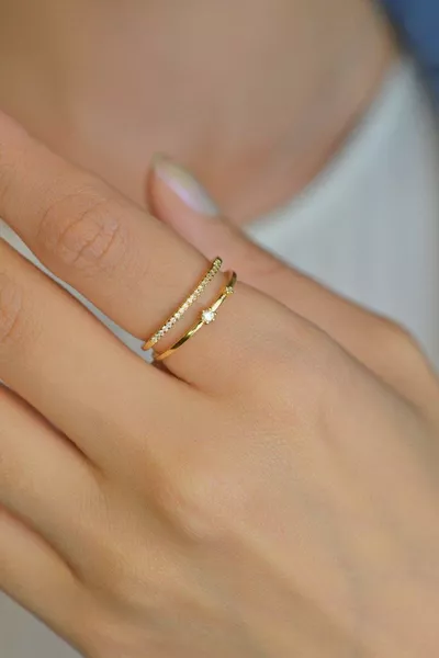 Two-Layer Gold Thin Ring Knuckle Ring