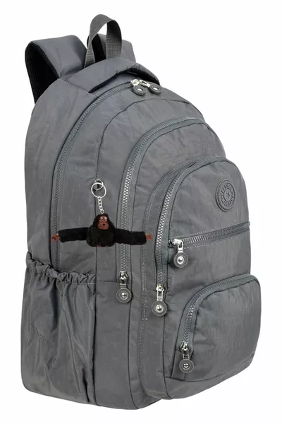 حقيبة ظهر فاخرة من قماش كرينكل للمرحلة الثانوية والمتوسطة، حقيبة مدرسة كرينكل، مع هدية ميدالية على شكل قرد