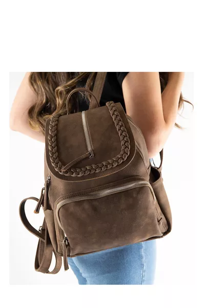 حقيبة ظهر جلدية نسائية  فيينا مع مقبض يد مناسبة للاستخدام اليومي بتصميم غطاء مطرز