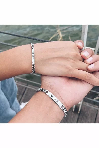 Personalized Engraved Bracelet Name Bracelet Couple Bracelet Gift for a Loved One February Valentine