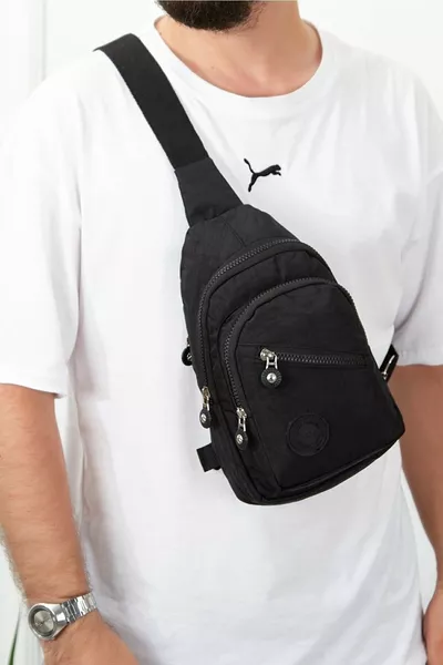 Yuppy Club Unisex Zwarte Waterdichte Kreukel Schoudertas/Crossbody Taille- en Borsttas voor Dagelijks Gebruik