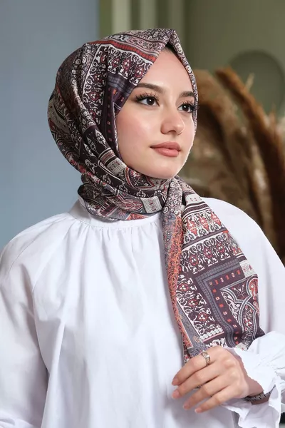 Red Cotton Scarf with Paisley Pattern