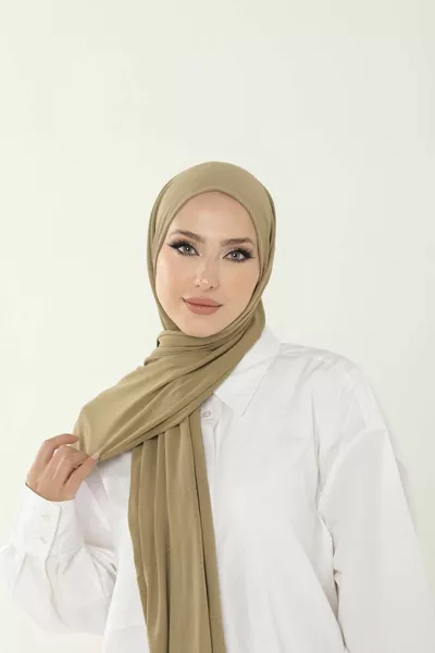 Olive Green Luxury Cotton Shawl - Women's Modest Jersey Hijab Lycra Shawl