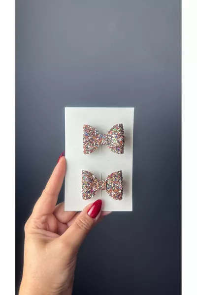 Детска пудра микс с брокат, фиби с панделка