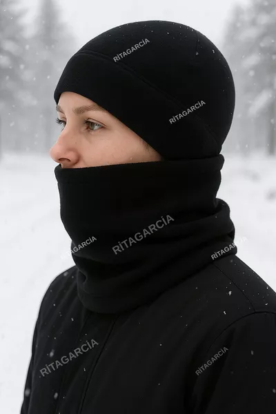 Polar Black Beanie and Neck Warmer 2-Piece Set