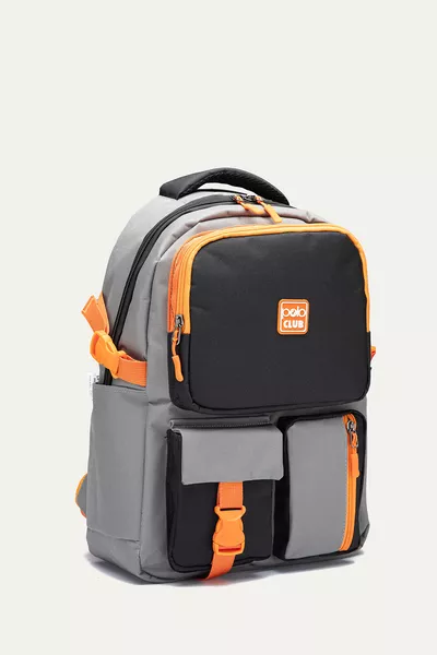  3-Piece Set Elementary School Backpack Multi-Compartment Orthopedic Backpack Black