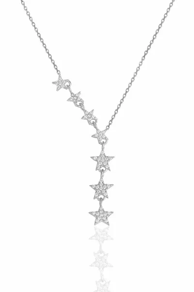 Silver Rhodium New Zircon Stone Shooting Stars Necklace rodaj