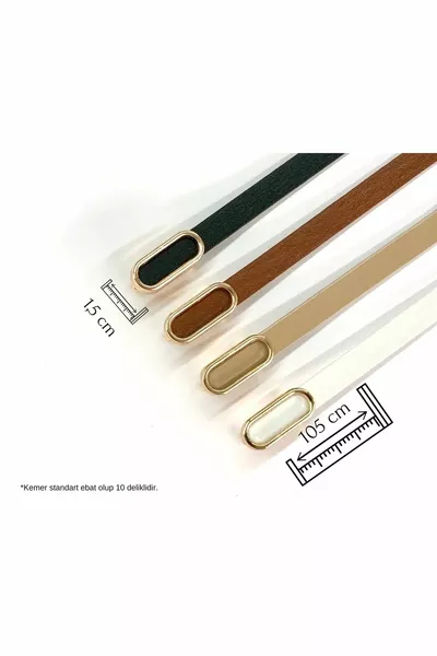 حزام رفيع ذهبي مستورد بأبزيم بيضاوي رباعي، حزام للبنطال، حزام للقميص، حزام للسترة